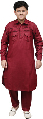 Pathani Boys Formal Pathani Suit Set(Maroon Pack of 1)