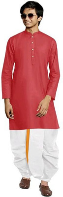 DIAMOND CLUSTER Boys Festive & Party Dhoti & Kurta Set(Maroon Pack of 1)