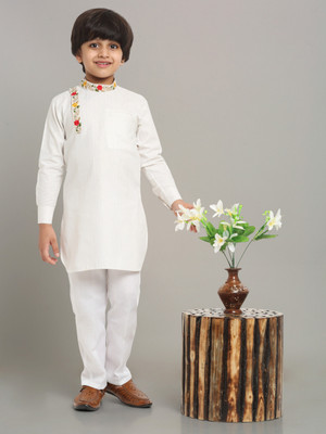RCENSA Boys Festive & Party Kurta and Pyjama Set(White Pack of 1)