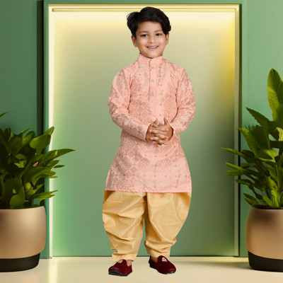 NFC CREATION Boys Festive & Party, Wedding Kurta and Patiala Set(Orange Pack of 1)