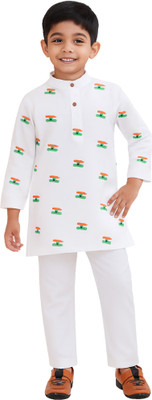PEKABU Boys Casual Kurta and Pyjama Set(White Pack of 1)