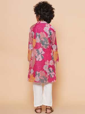 Bittu By Bhama Boys Festive & Party Kurta and Pyjama Set(Pink Pack of 1)