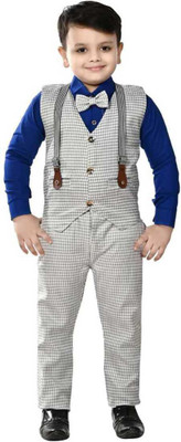 HPN CLOTHING Boys Festive & Party Shirt, Waistcoat and Pant Set(Multicolor Pack of 3)