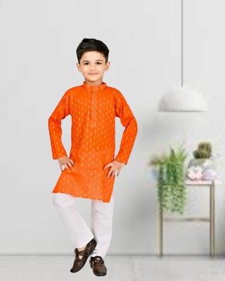 SKM EMPIRE Baby Boys Festive & Party Kurta and Pyjama Set(Orange Pack of 2)