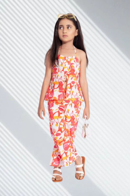 RUBEE FEB Girls Festive & Party, Wedding Kurta and Palazzo Set(Multicolor Pack of 1)