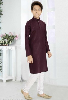 Aamond Boys Solid Straight Kurta(Purple)