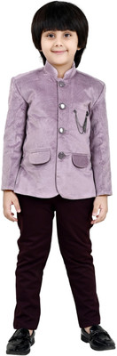 FANCYETHNIC Boys Festive & Party Blazer and Pant Set(Pink Pack of 1)