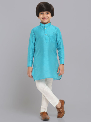 CENSAL Boys Festive & Party Kurta and Pyjama Set(Light Green Pack of 1)