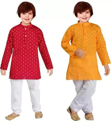 AL BAYDAR FASHION Boys Festive & Party Kurta and Pyjama Set(Multicolor Pack of 2)