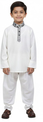 AD COLLECTION Boys Festive & Party Kurta and Dhoti Pant Set(White Pack of 1)