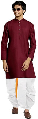DIAMOND CLUSTER Boys Festive & Party Dhoti & Kurta Set(Maroon Pack of 1)