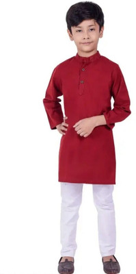 Vdc Creation Hub Baby Boys Festive & Party Kurta and Pyjama Set(Maroon Pack of 1)