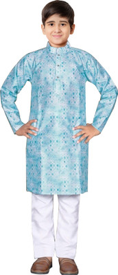 Rnr Enterprise Boys Casual Kurta and Pyjama Set(Blue Pack of 1)
