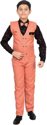SAcollectoion Boys Festive & Party, Wedding Shirt, Waistcoat and Pant Set(Multicolor Pack of 1)