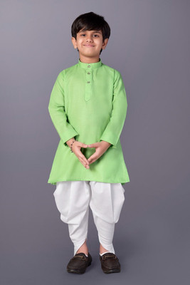 bitteR Boys Festive & Party Dhoti & Kurta Set(Green Pack of 1)
