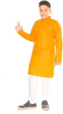 FG FASHION Boys Festive & Party Kurta and Dhoti Pant Set(Orange Pack of 1)