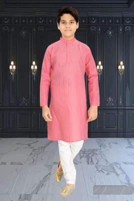 Liten Boys Festive & Party, Wedding Kurta and Pyjama Set(Pink Pack of 1)