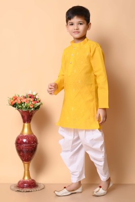 lakshu fashion Boys Festive & Party Kurta and Palazzo Set(Yellow Pack of 1)