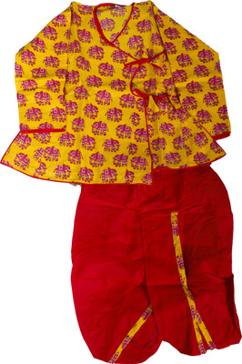 spack jerrow Baby Boys Festive & Party Dhoti & Kurta Set(Yellow Pack of 1)