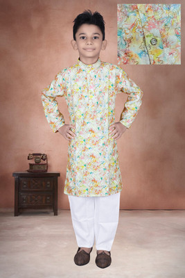 Baba Boys Festive & Party Kurta and Pyjama Set(Multicolor Pack of 1)