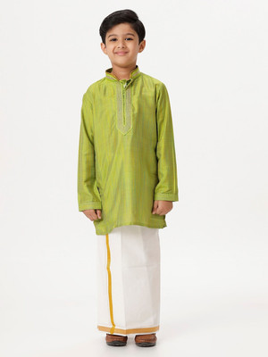 Ramraj Cotton Boys Festive & Party Dhoti & Kurta Set(Light Green Pack of 1)