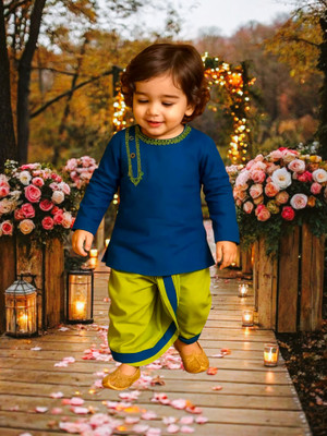 Aksgarments Boys Festive & Party Dhoti & Kurta Set(Black Pack of 1)