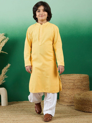 Sangria Boys Festive & Party Kurta and Patiala Set(Yellow Pack of 1)