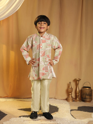 PRO ETHIC Boys Festive & Party Kurta and Trouser Set(Green Pack of 1)