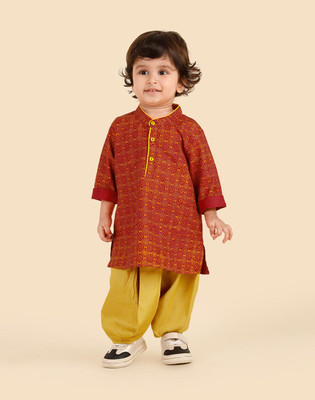 Fabindia Baby Boys Festive & Party Kurta and Dhoti Pant Set(Maroon Pack of 2)