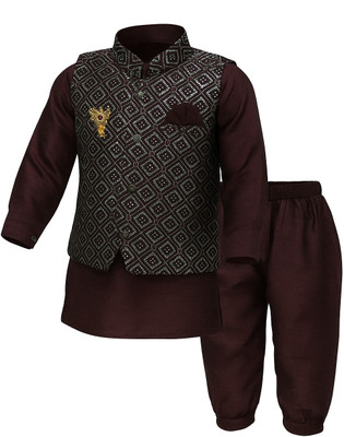 KIDSFASHION Baby Boys Festive & Party, Wedding Kurta and Pyjama Set(Maroon Pack of 1)