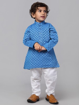 RCENSA Boys Self Design Straight Kurta(Blue)