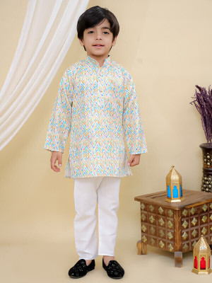 Superminis Boys Festive & Party Kurta and Pyjama Set(Light Green Pack of 1)