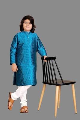 SHREEJI ENTERPRISE Boys Festive & Party, Wedding Kurta and Pyjama Set(Blue Pack of 1)