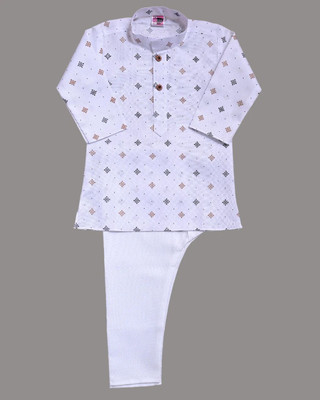 Oxipittal Club Boys Festive & Party Kurta and Dhoti Pant Set(White Pack of 1)