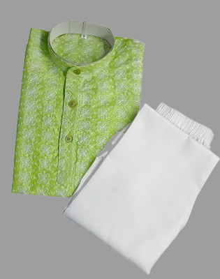 Qitty Boys Festive & Party, Wedding Kurta and Pyjama Set(Green Pack of 1)