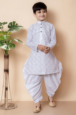 NFC CREATION Boys Festive & Party, Wedding Kurta and Patiala Set(White Pack of 1)