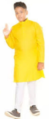 VDC CREATIONS Baby Boys Festive & Party Kurta and Pyjama Set(Yellow Pack of 1)