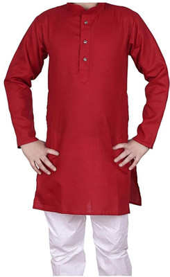 VC FASHION HUB Baby Boys Festive & Party Kurta and Pyjama Set(Maroon Pack of 1)