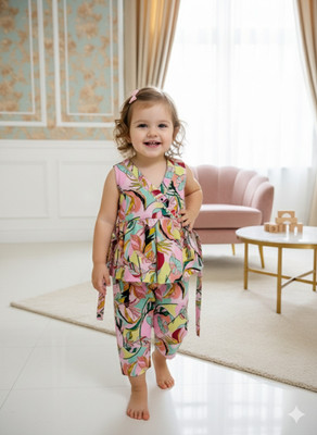 Varni Fashion Girls Festive & Party, Wedding Kurta and Trouser Set(Pink Pack of 1)