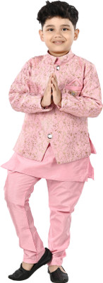 Smuktar garments Boys Festive & Party Kurta and Pyjama Set(Pink Pack of 1)