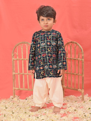 VASTRAMAY SISHU Baby Boys Festive & Party, Casual, Wedding Kurta and Patiala Set(Blue Pack of 1)