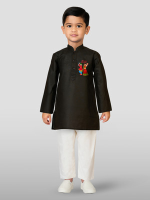 jbn CREATION Boys Casual Kurta and Pyjama Set(Black Pack of 1)