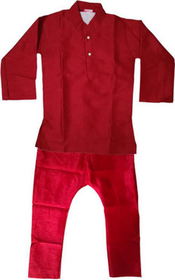 AL BAYDAR FASHION Boys Festive & Party Kurta and Pyjama Set(Red Pack of 1)