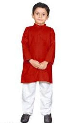 VDC CREATIONS Baby Boys Festive & Party Kurta and Pyjama Set(Maroon Pack of 2)