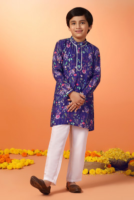 Sangria Boys Festive & Party Kurta and Pyjama Set(Purple Pack of 1)