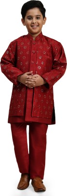 PRO ETHIC Boys Casual, Wedding, Festive & Party Kurta and Pyjama Set(Red Pack of 1)