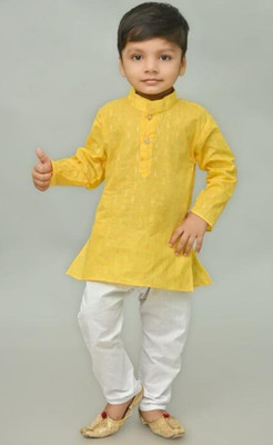 BAPPI FASHION Boys Festive & Party Kurta and Pyjama Set(Yellow Pack of 1)