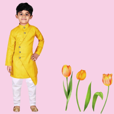 VDC FASHION TREND Baby Boys Festive & Party Kurta and Pyjama Set(Yellow Pack of 1)