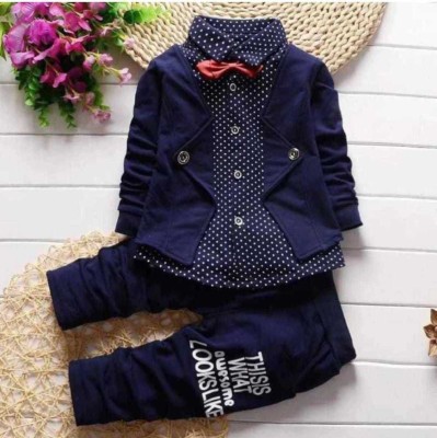 Panth Fashion Baby Boys Festive & Party Blazer and Pant Set(Blue Pack of 1)