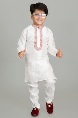 Royall Collection Boys Festive & Party Kurta and Dhoti Pant Set(White Pack of 1)